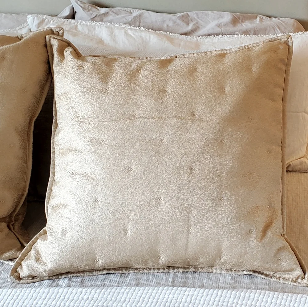 Hotel Collection Macy's Set Of 2 Metallic Stone Gold European Pillow Shams, NWT